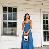 Washed Paneled Denim Maxi