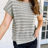 Striped Cap Sleeve Sweater