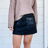 Suede Contrast Mini Skirt