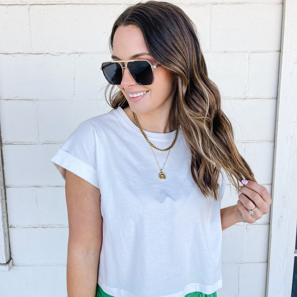 Cuffed Cropped Muscle Tee