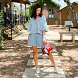 Clair Blue Denim Short Set