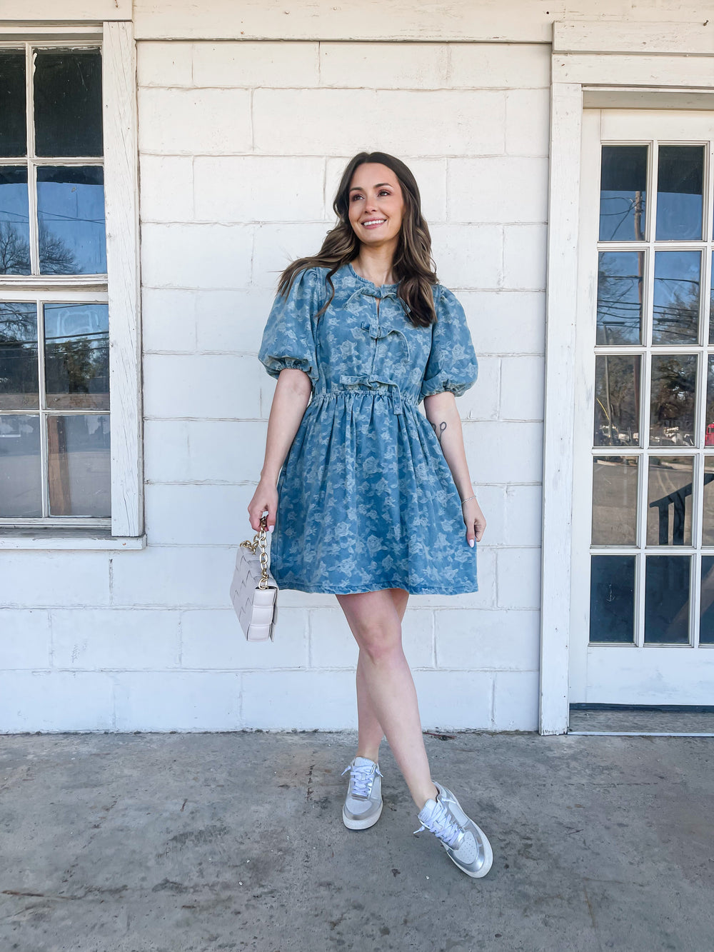 Denim Lace Detail Dress