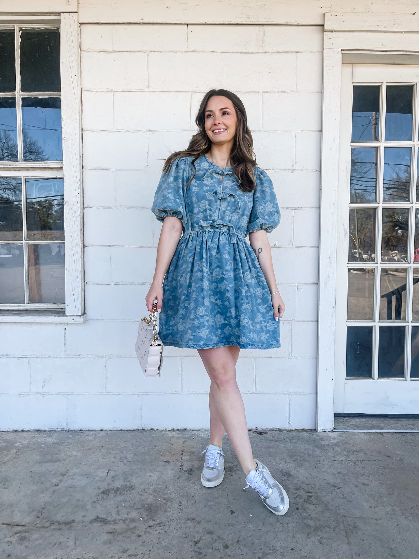 Denim Lace Detail Dress