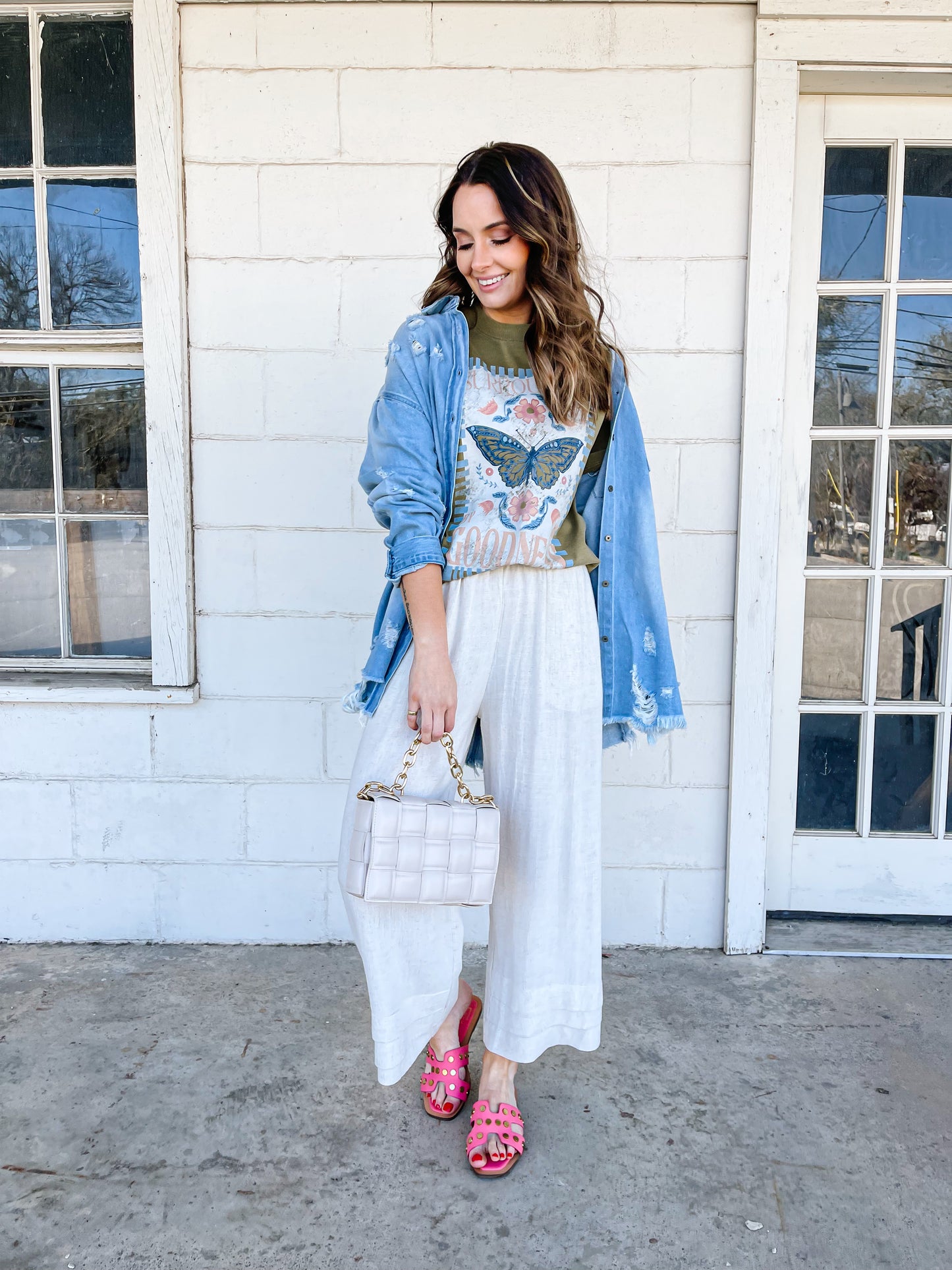 Distressed Oversized Denim Shacket