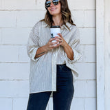 Striped Over Sized Button Up