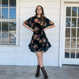 Velvet Floral Mini Dress