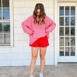 Pink Striped Oversized Long Sleeve
