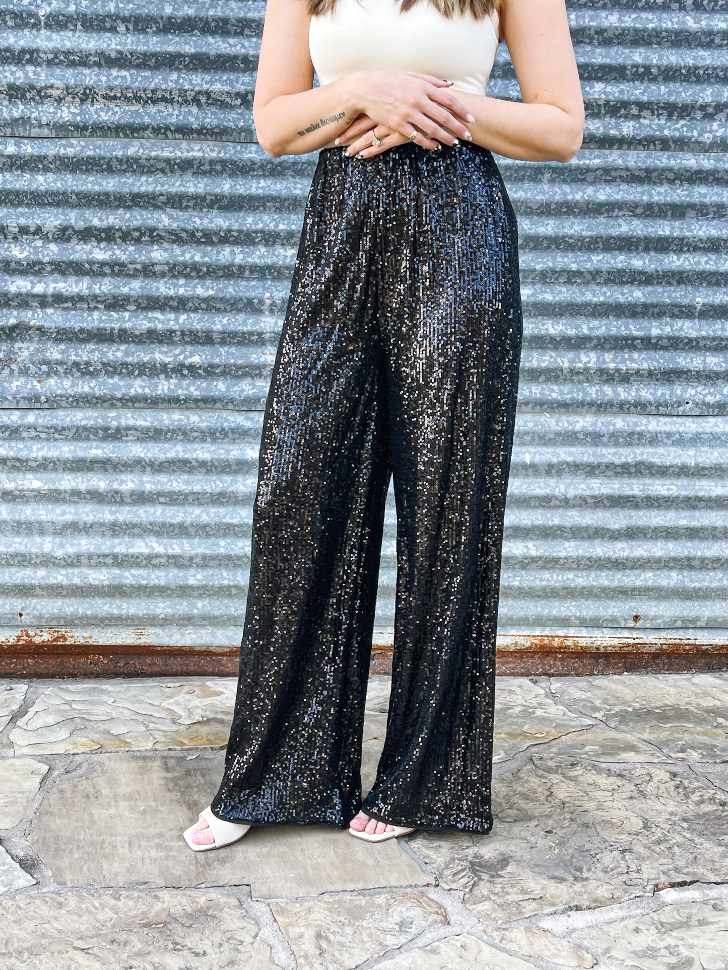 Black Sequin Trousers