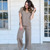 Mocha V-neck Lounge Set