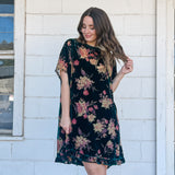 Velvet Floral Mini Dress