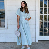 Tailored Striped Olive Maxi Dress