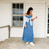 Washed Paneled Denim Maxi