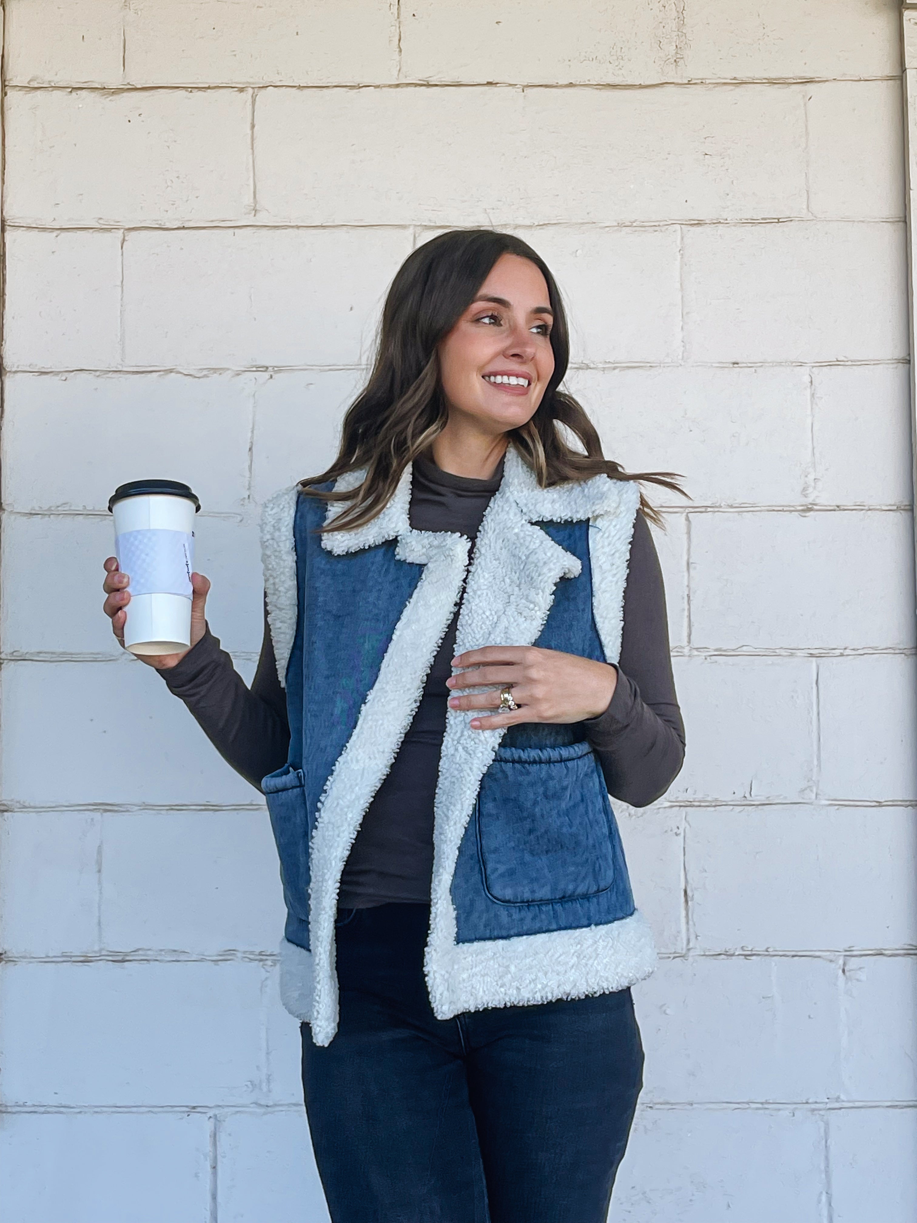 Sherpa Denim Vest Jacket – The Palm Social Collection