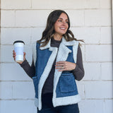 Sherpa Denim Vest Jacket