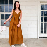 Solid Camel Maxi Dress