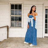 Washed Paneled Denim Maxi