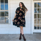 Velvet Floral Mini Dress