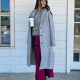 Houndstooth Plaid Long Coat