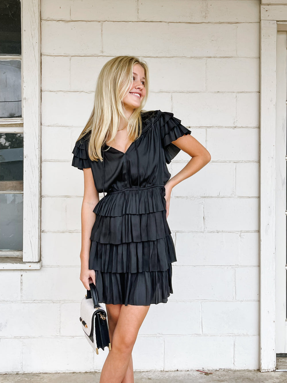 Short Sleeve Ruffle Dress