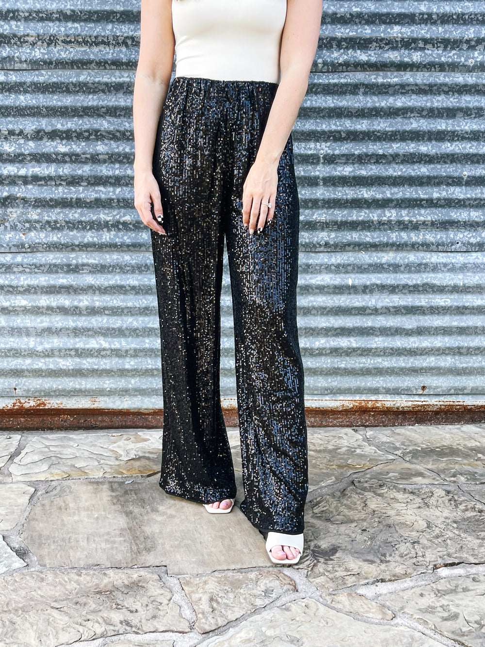 Black Sequin Trousers