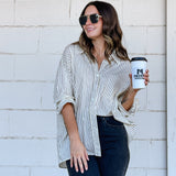 Striped Over Sized Button Up