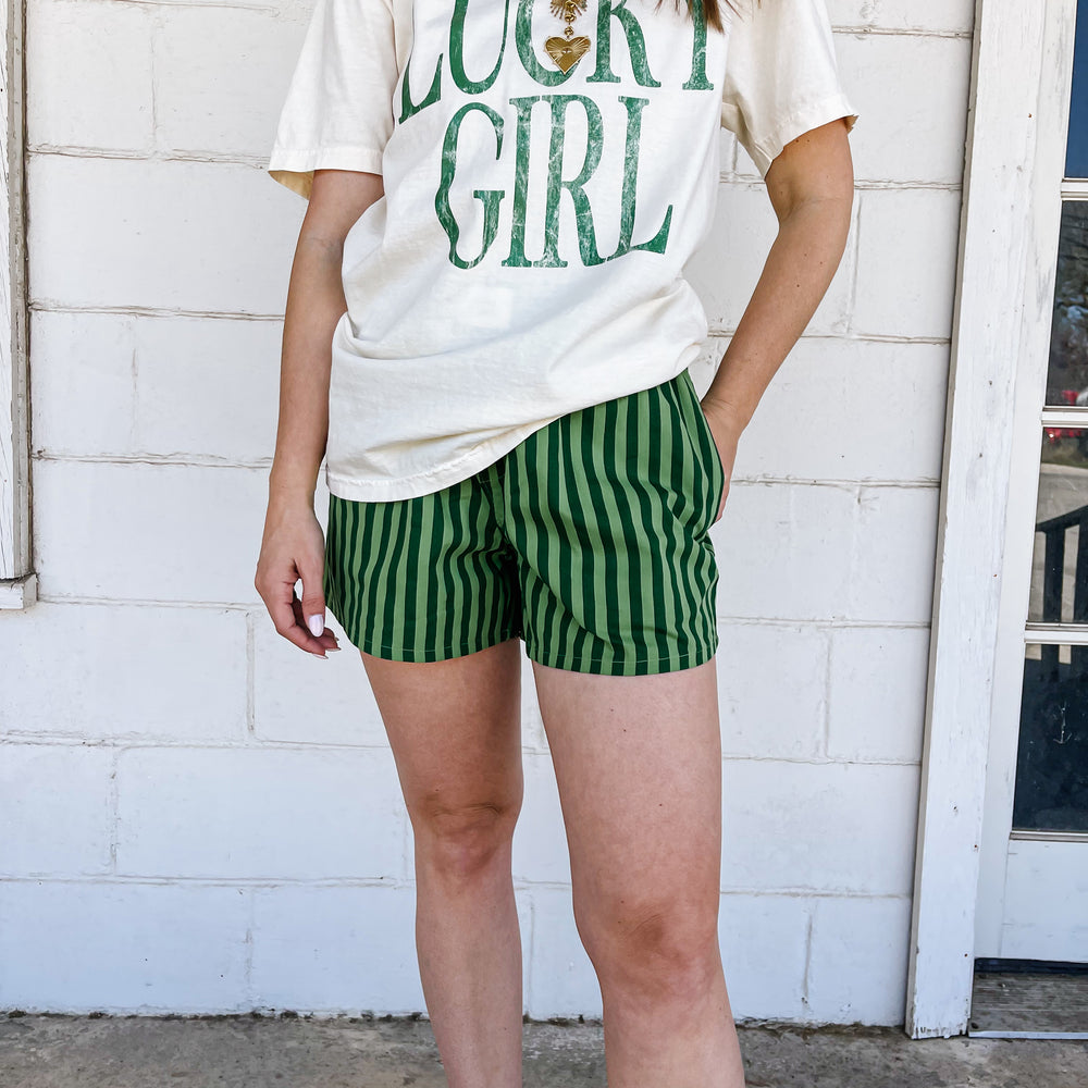 Green Striped Boxer Shorts
