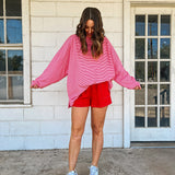 Pink Striped Oversized Long Sleeve