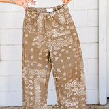 Paisley Print Washed Pants
