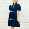 Button Down Tape Detail Mini Dress