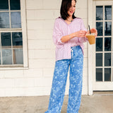 Super High Rise Drawstring Floral Soft Denim