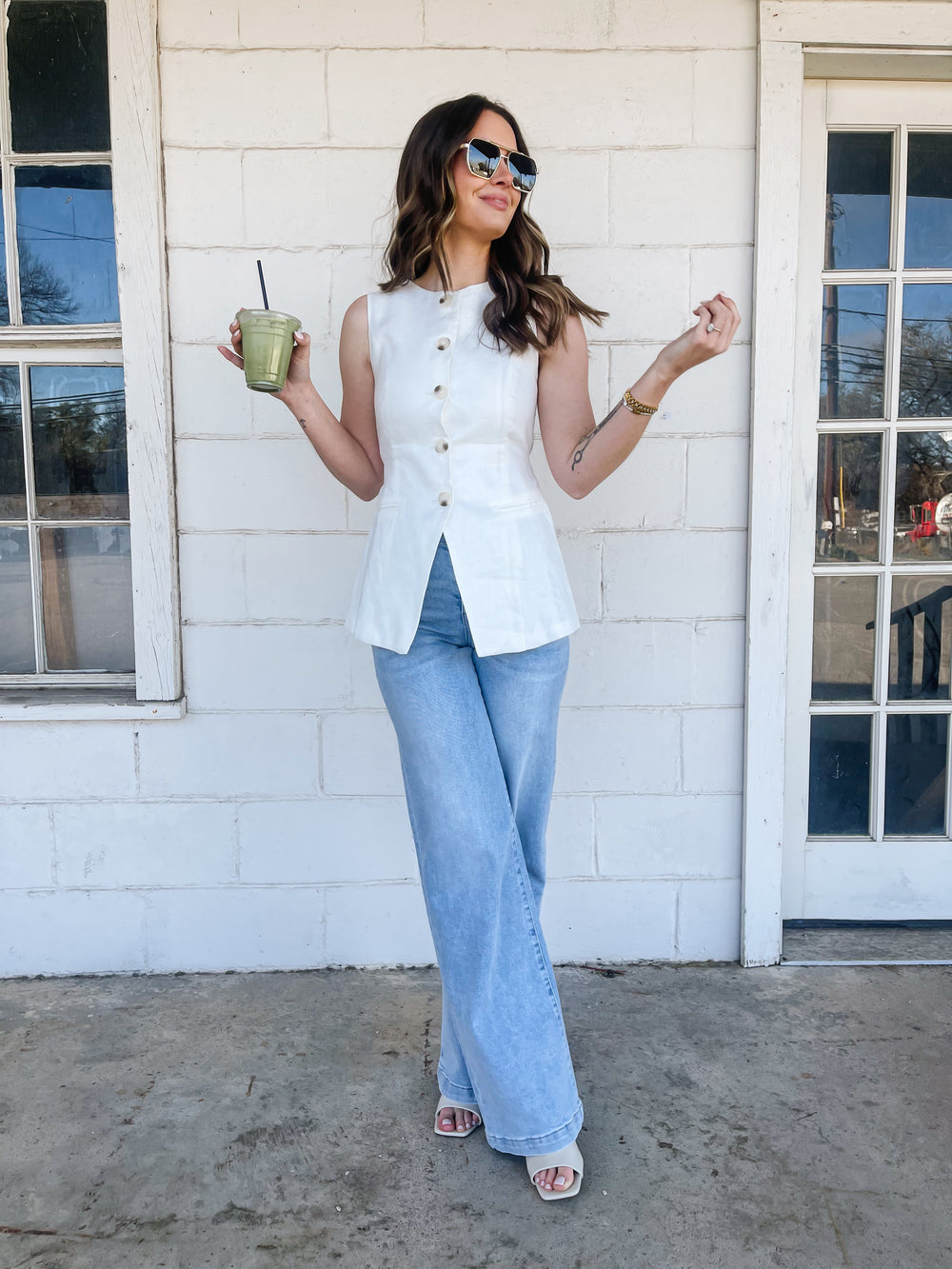 Tailored Longline Linen Vest
