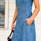 Washed Paneled Denim Maxi