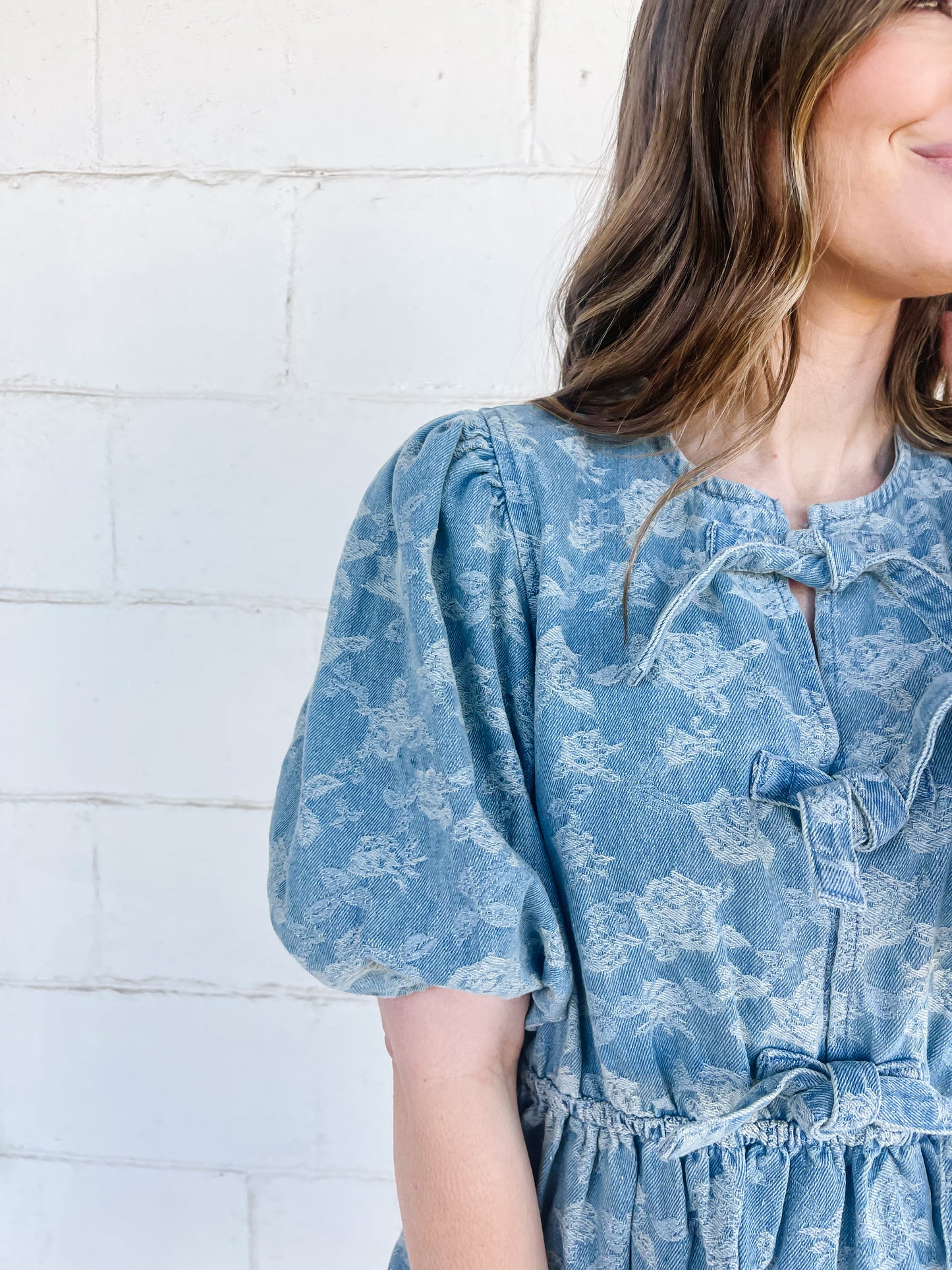 Denim Lace Detail Dress