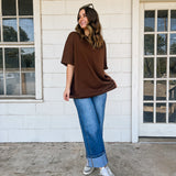 Solid Oversized Tee - Chocolate