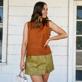 Rust Scalloped Knit Sweater Vest