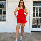 Red Linen Bow Set