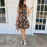 Black Floral Mini Dress