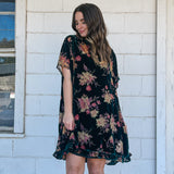 Velvet Floral Mini Dress