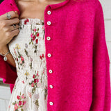 Fuchsia Button Cardigan