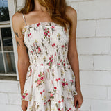 Floral Olive Tiered Dress