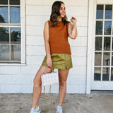 Rust Scalloped Knit Sweater Vest
