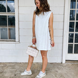 Button Detail Linen Mini Dress