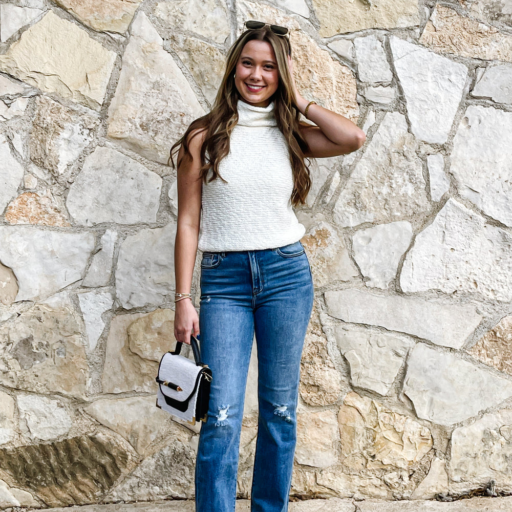 Sleeveless Turtleneck Sweater - Ivory