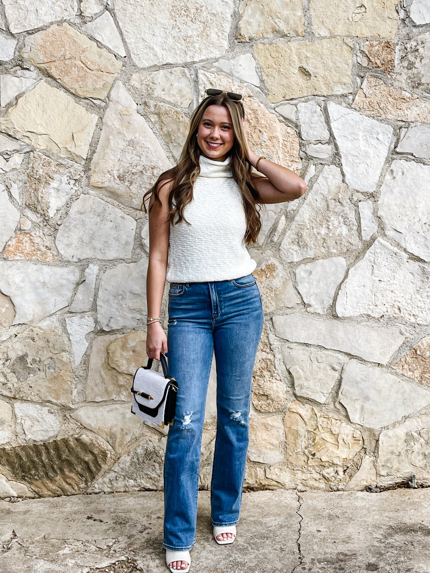 Sleeveless Turtleneck Sweater - Ivory