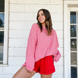 Pink Striped Oversized Long Sleeve