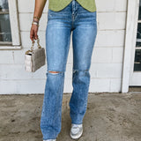 High Rise Slim Wide Leg