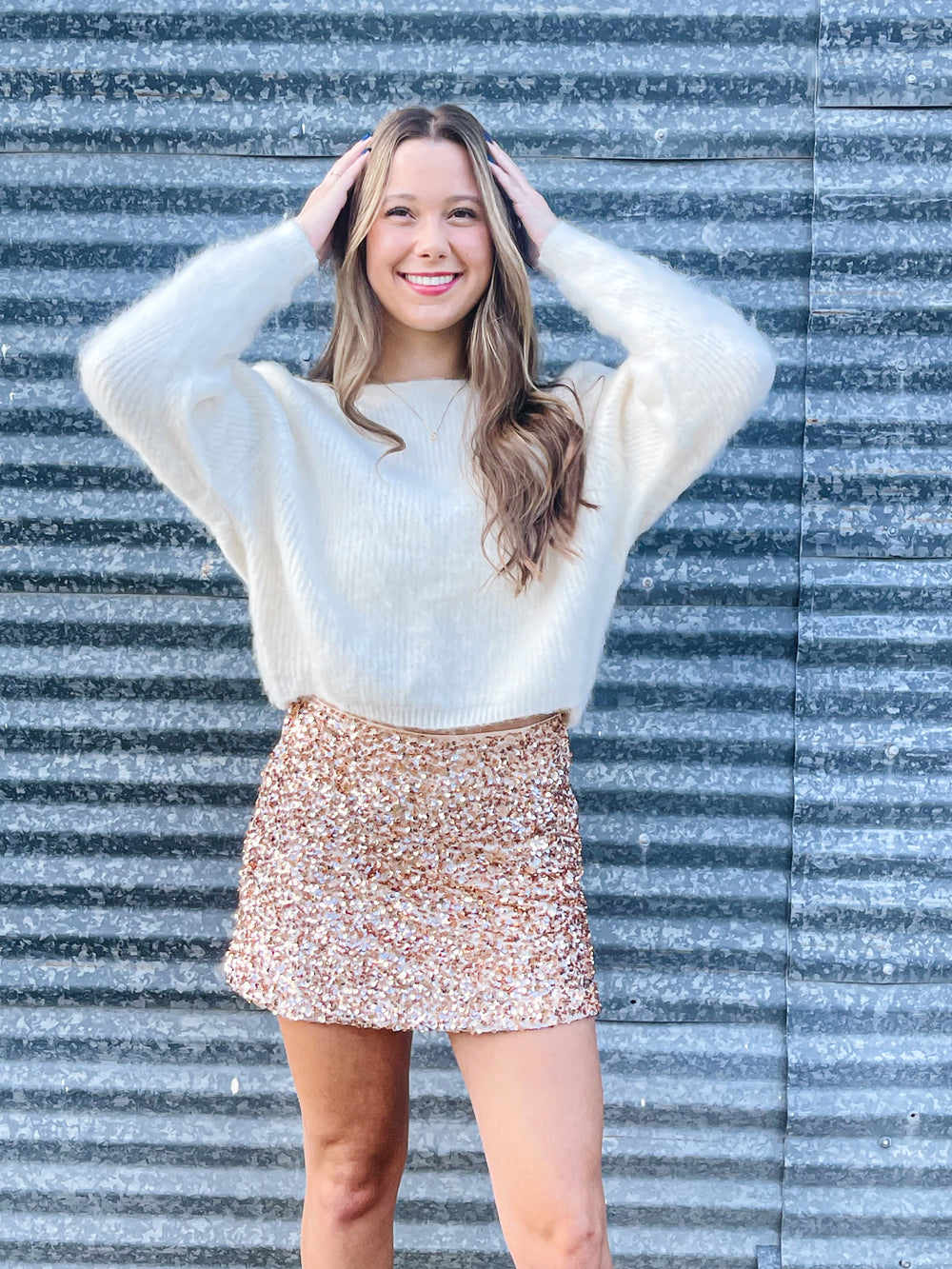 Rose Gold Sequin Skort