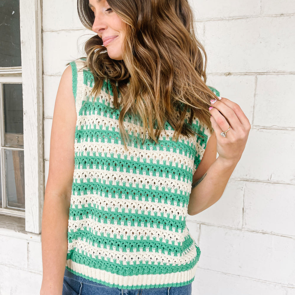 
                      
                        Vintage Green Knit Vest
                      
                    