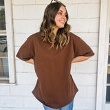 Solid Oversized Tee - Chocolate