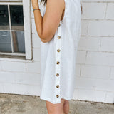 Button Detail Linen Mini Dress